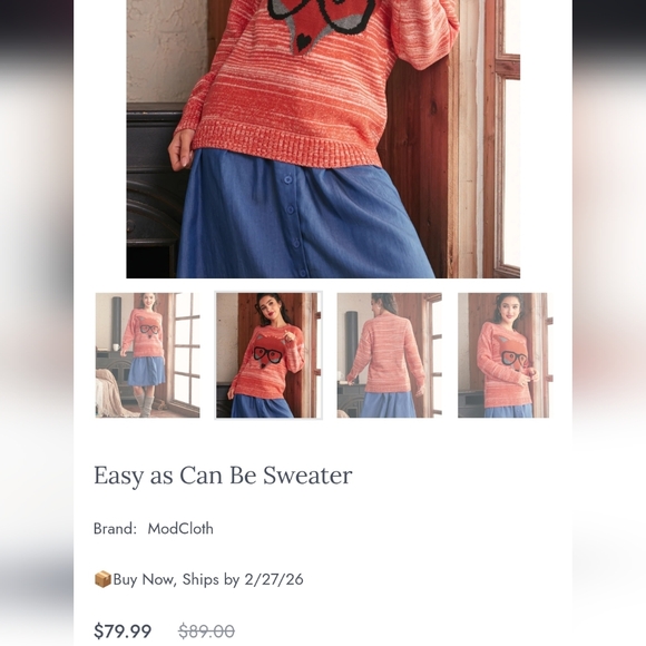 Mod Cloth Fox Sweater - Picture 6 of 7